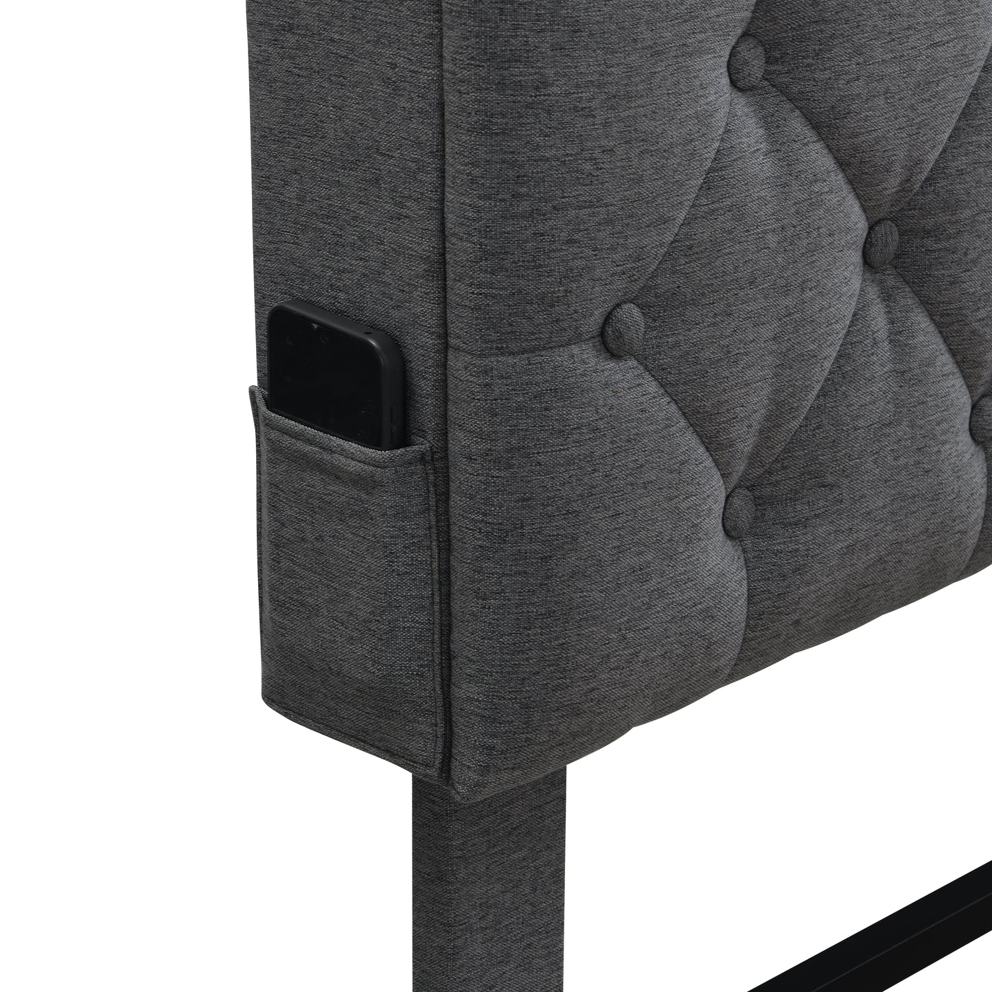 King-Size Upholstered Platform Bed Frame with Modern Button-Tufted