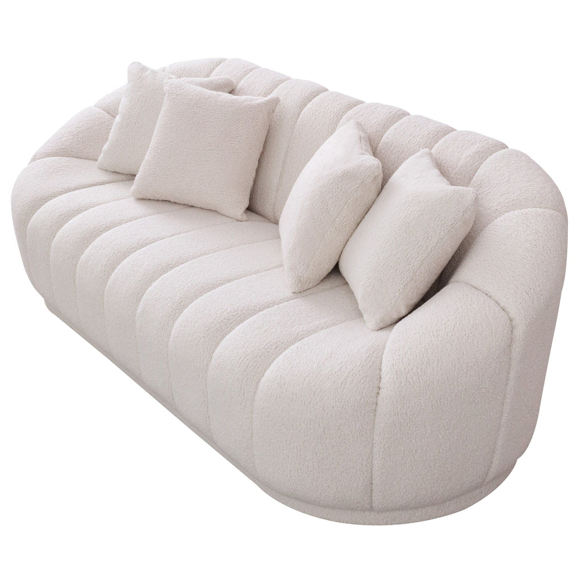 Maximilian - Modern Japandi Style Tight Back Boucle Couches - view 6