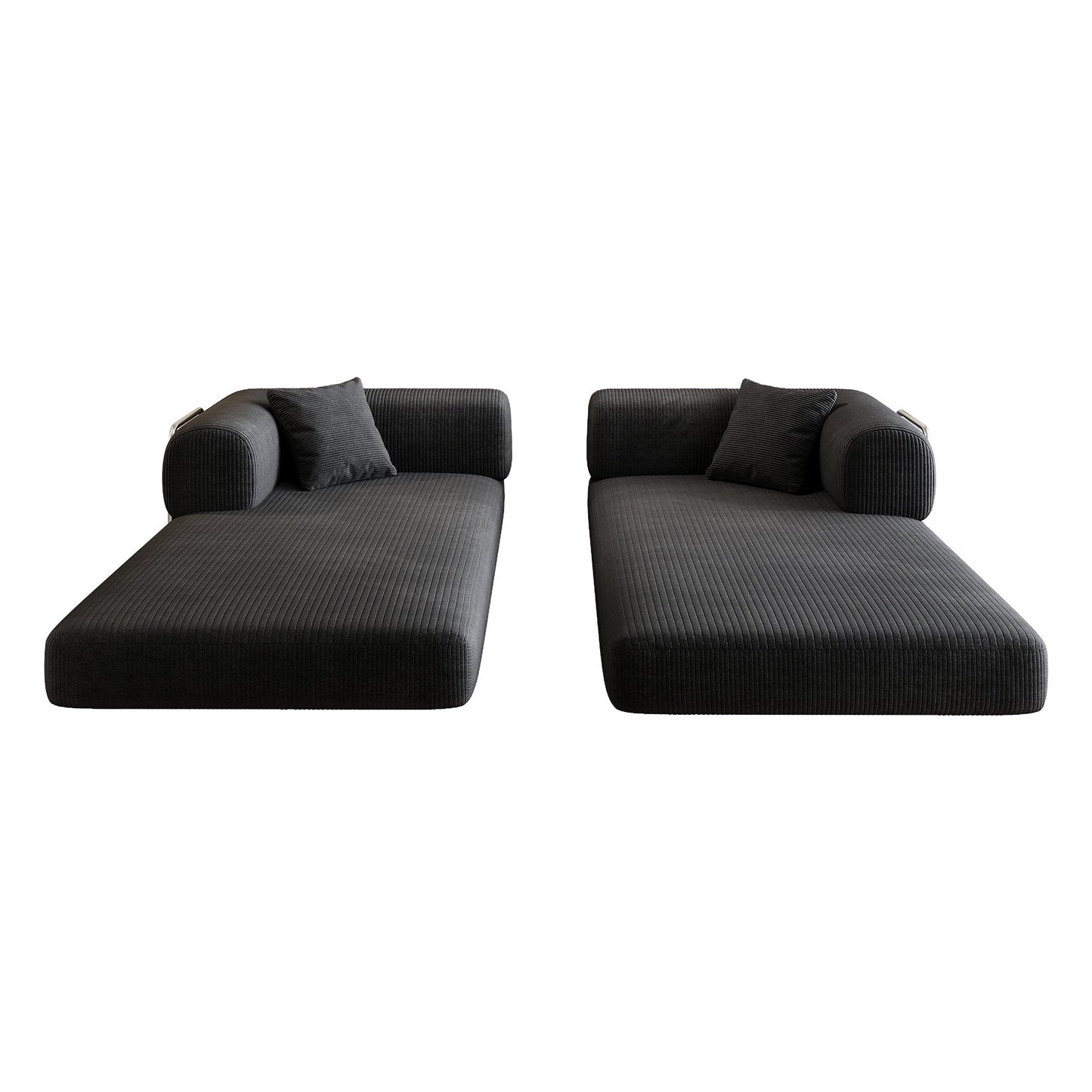 78.8' Compression Sofa,Convertible Floor Sofa Bed-with Pillow Back Support Armrest,Comfy Futon Couch Sleeper Bed,Loveseats Boneless Modular Sectional Sofa,Corduroy fabric,for Living Room,Bedroom,Black