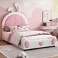 Twin Size Upholstered Platform Bed With Rabbit Shaped Headboard