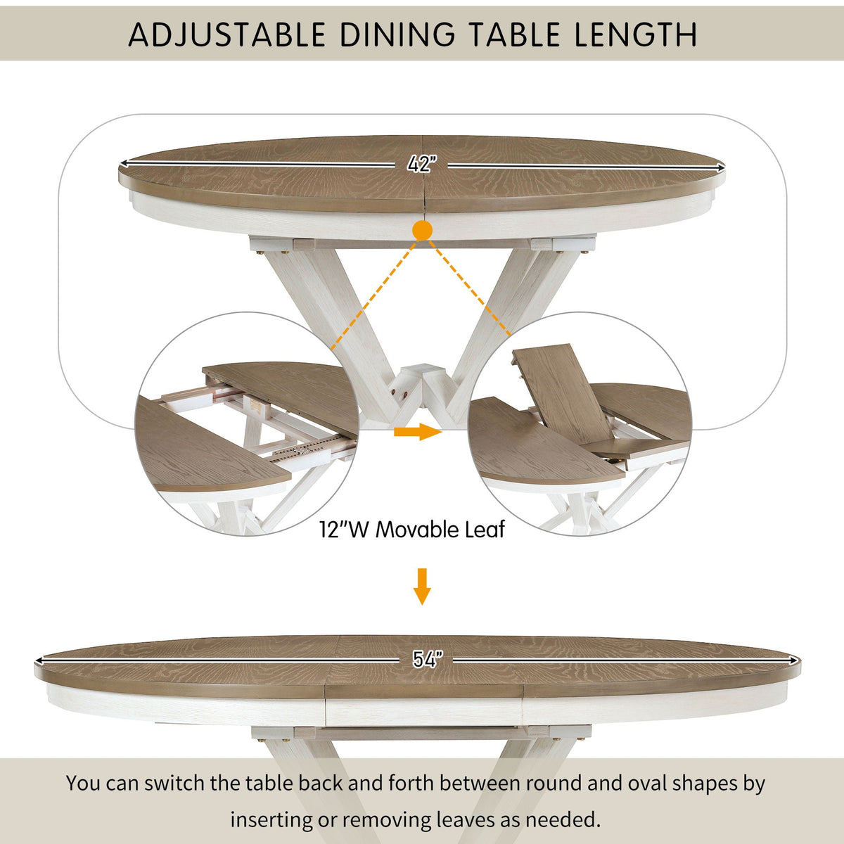 Dining Set With Extendable Round Table And 4 Upholstered Chairs - view 10