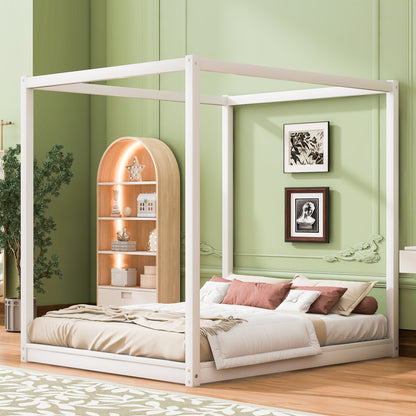 Queen Size Canopy Platform Bed with Support Legs