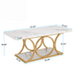 47.24-Inch Modern Rectangle Coffee Table in White & Gold