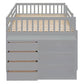 Full Over Full Bunk Bed with 4 Drawers and 3 Shelves - Gray