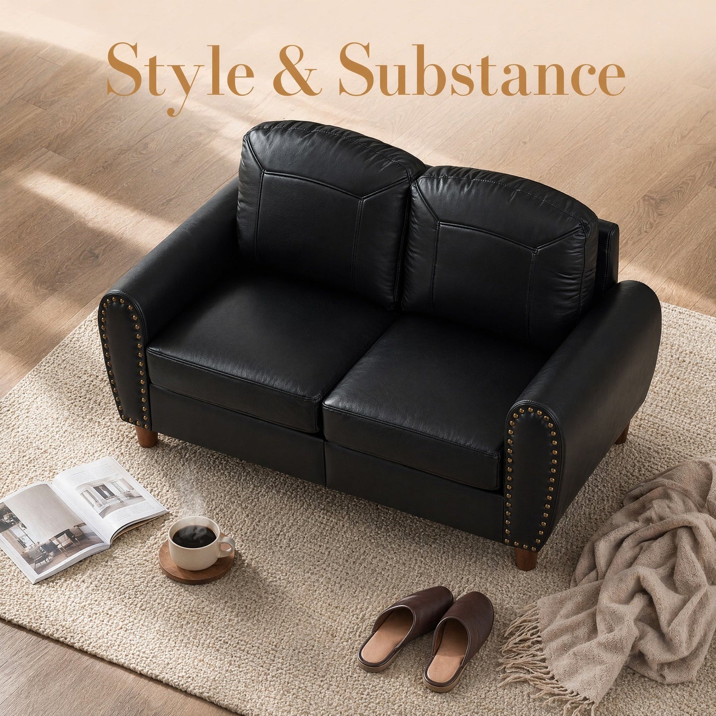 Classic 59" Faux Leather Loveseat