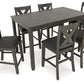 Caitbrook - Rect Drm Counter Table Set (Set of 7) - Gray