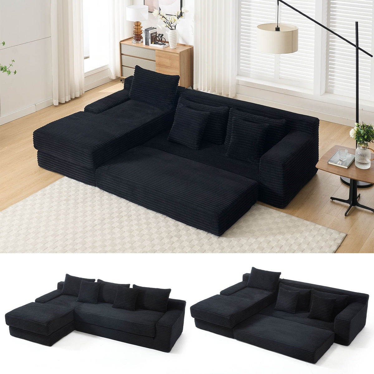 Modern L - Shaped Sectional Couch With Memory Foam - view 15