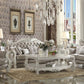 Versailles - Loveseat With 4 Pillows - Vintage Gray Synthetic Leather & Bone White