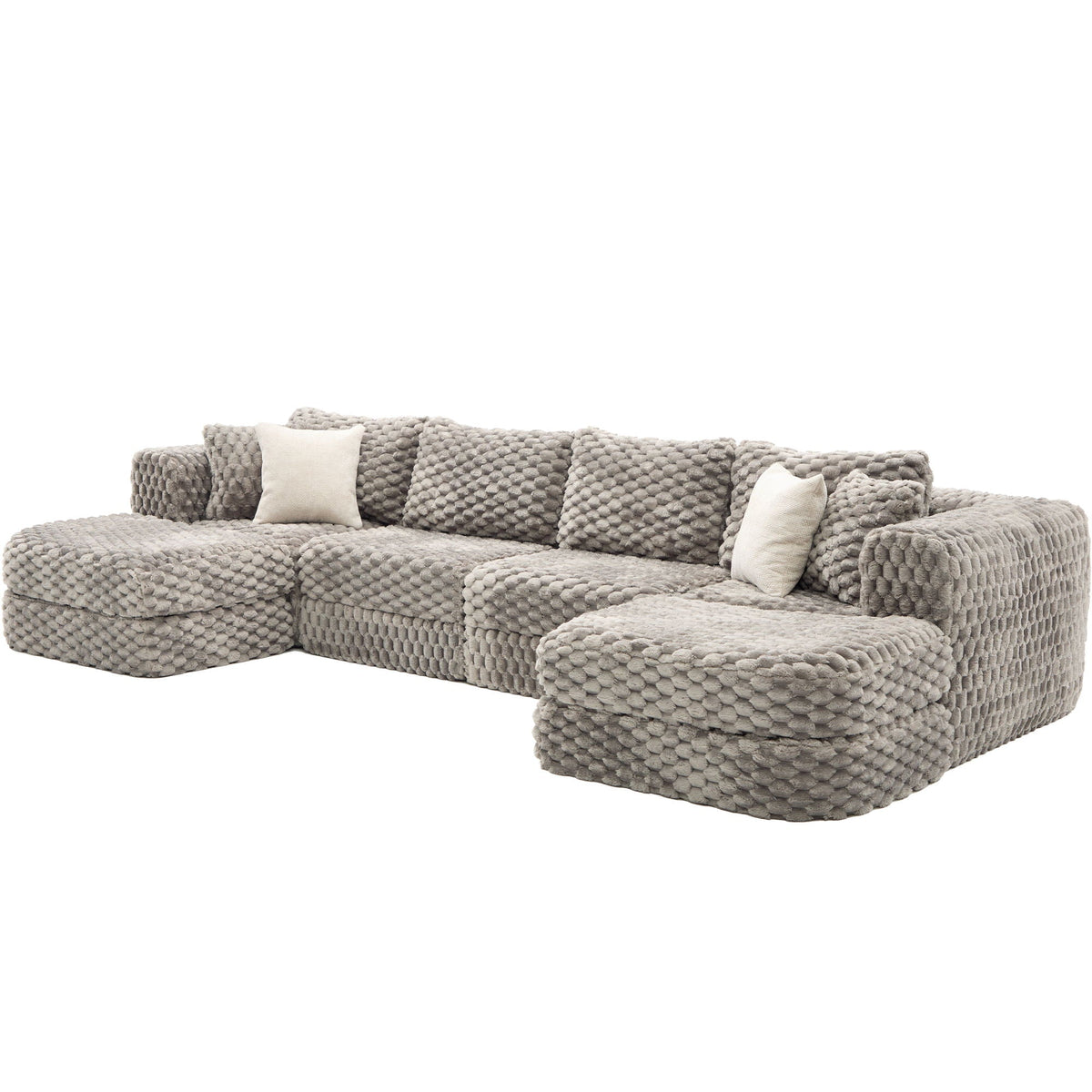 Modular Sectional Sofa, Boneless Couch With 2 Movable Ottomans - view 21