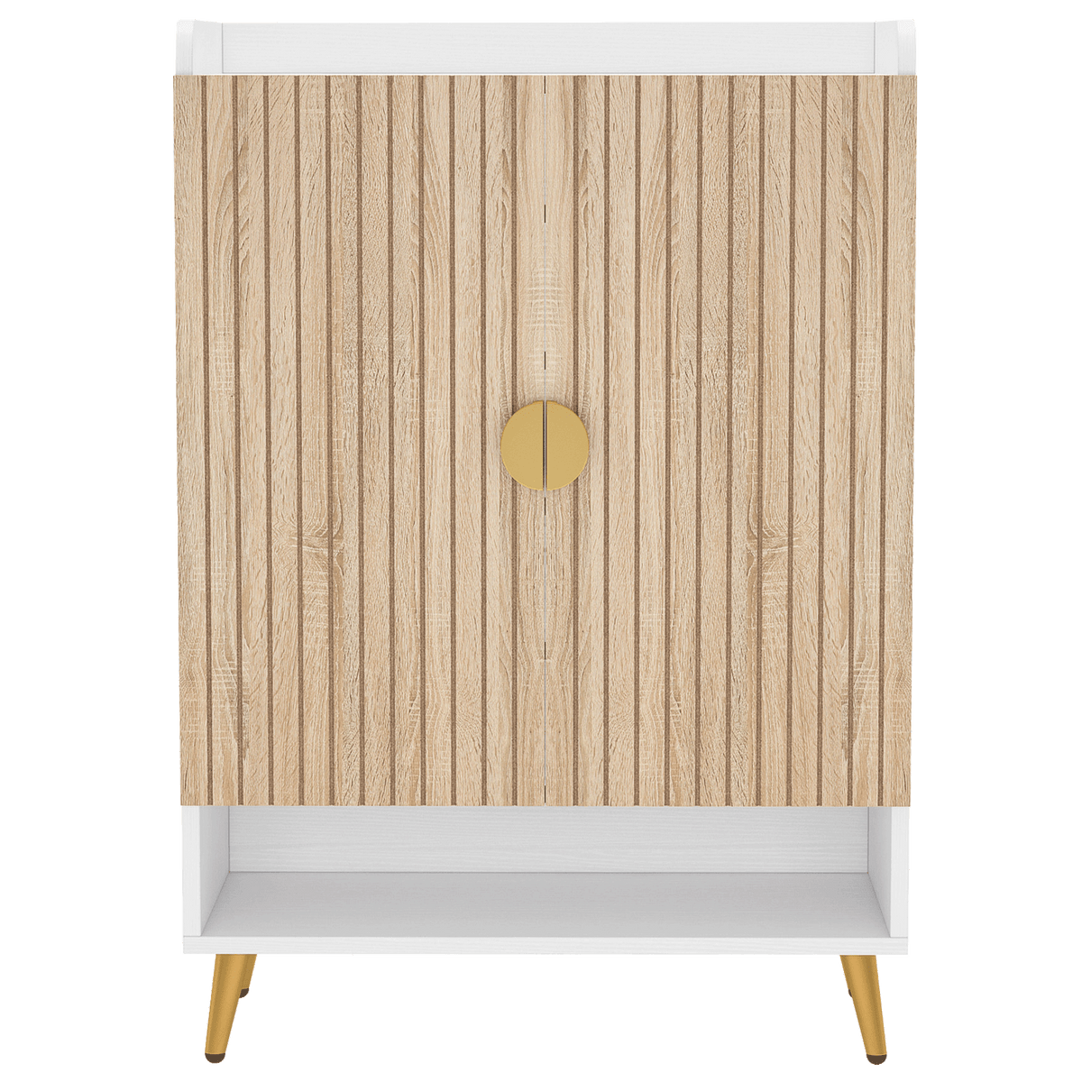 29.6" White and Gold Shoe Cabinet