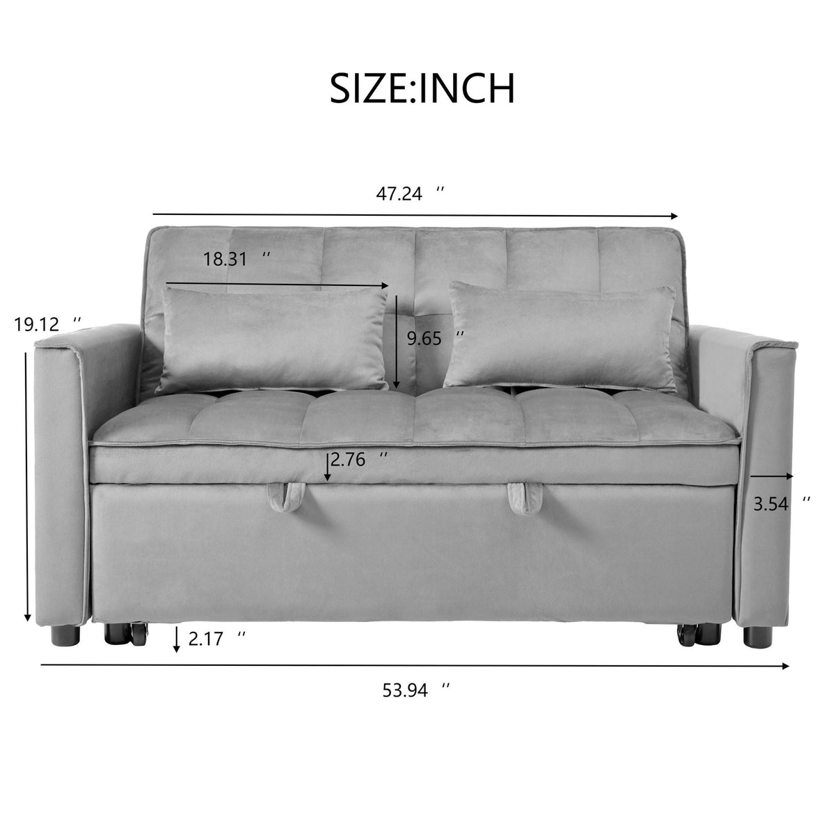 3 In 1 Pull Out Couch Convertible Sofa Bed With Reclining Backrest - view 21