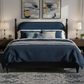 King Bed Frame, Solid Wood Platform with Slats, Modern