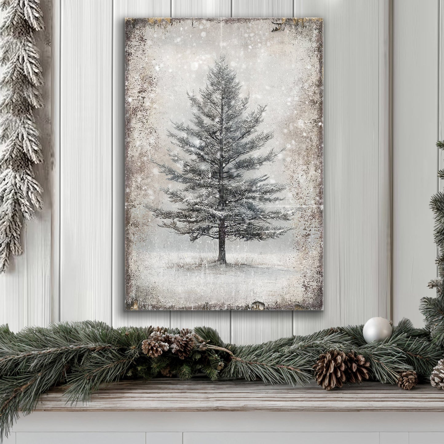 Vintage Christmas Tree Wall Art VII
