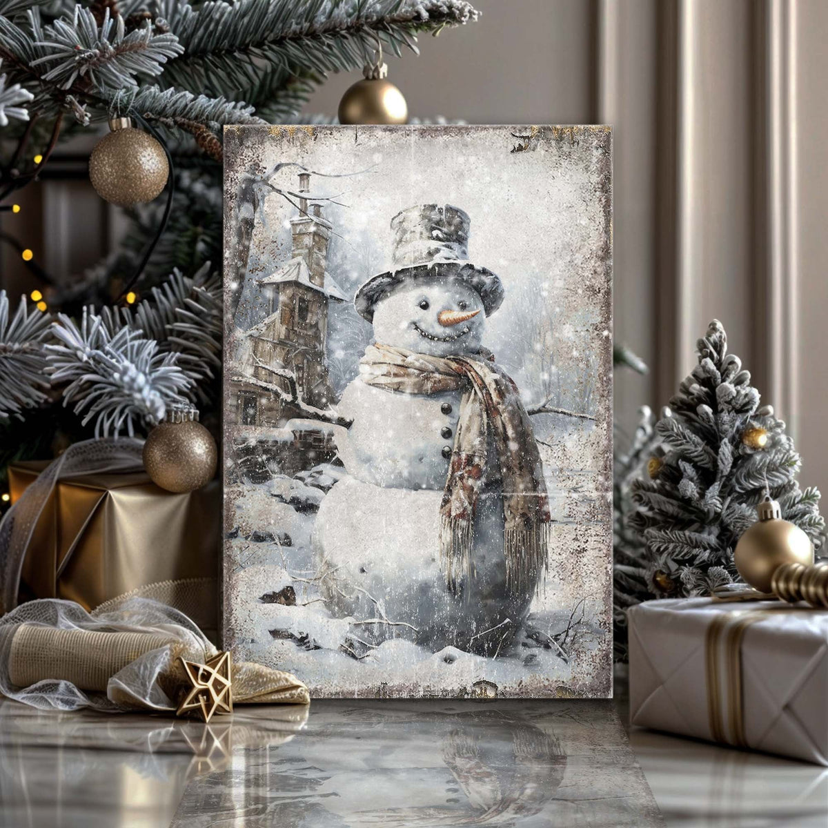 Vintage Snowman Christmas Wall Art II - view 3