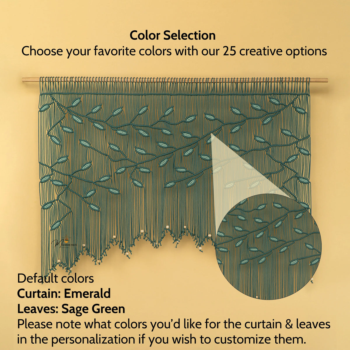 Aura Emerald Sage Macrame Window Curtain