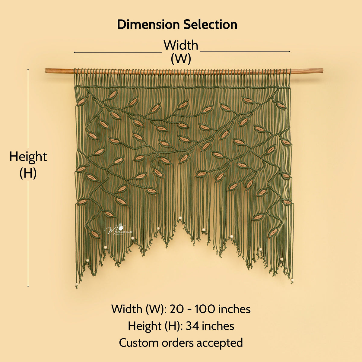 Aura Olive Latte Macrame Window Curtain