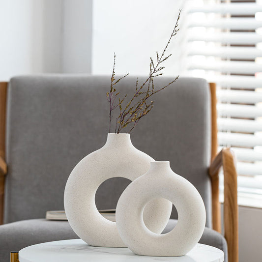 Unglazed Spotted Ceramic Vase Modern Ornament Decor