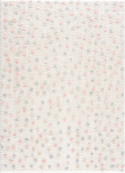 Cansu Pink & Cream Dotted Area Rug