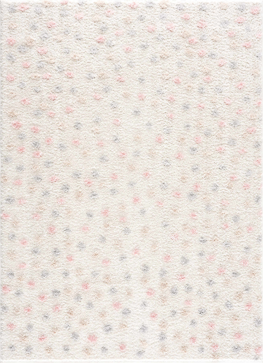 Cansu Pink & Cream Dotted Area Rug