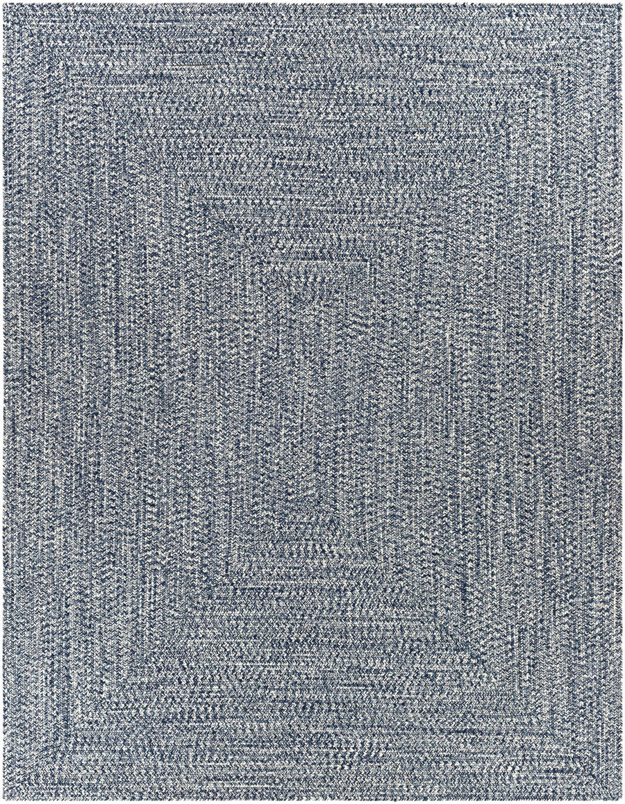 Blue Braided Faux Jute Outdoor Rug
