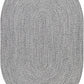 Cream Charcoal Braided Faux Jute Outdoor Rug