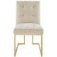 Privy Gold Stainless Steel Upholstered Fabric Dining Accent Chair