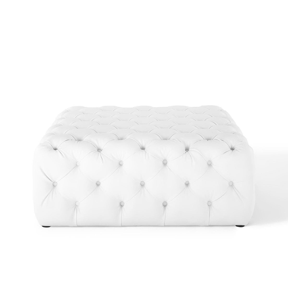 Amour Tufted Button Large Square Faux Leather Ottoman by Modway