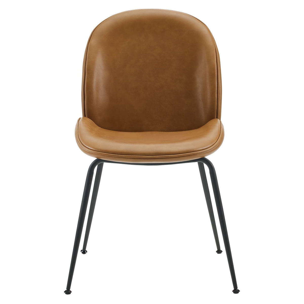 Scoop Black Powder Coated Steel Leg Vegan Leather Dining Chairs Set of 2 by Modway