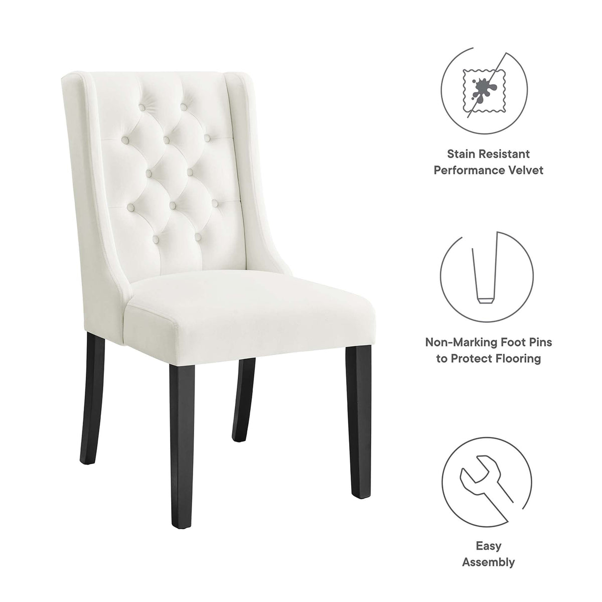 Baronet Performance Velvet Dining Chairs Set of 2 by Modway