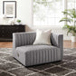 Conjure Channel Tufted Upholstered Fabric Right-Arm Chair