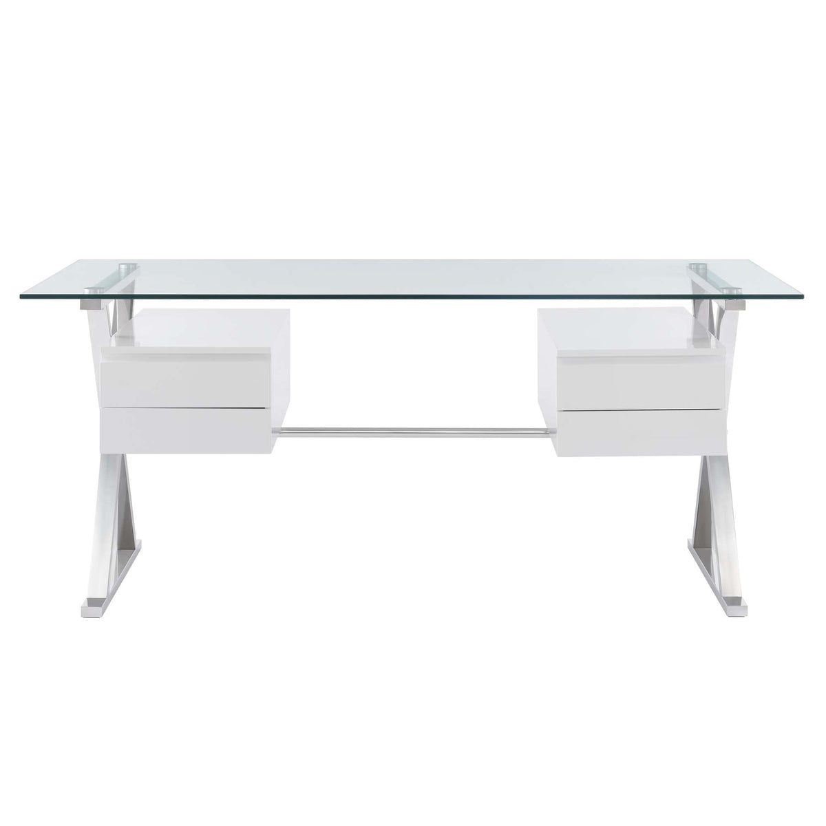 Sector 71" Glass Top Glass Office Desk by Modway