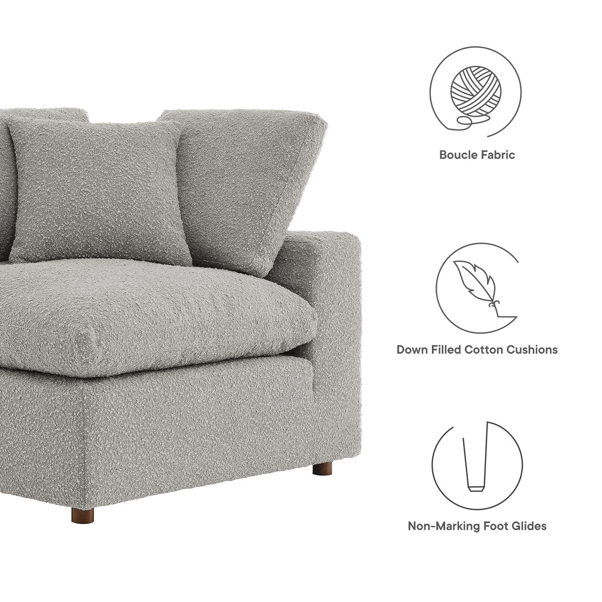 Commix Down Filled Overstuffed Boucle Fabric Corner Chair by Modway