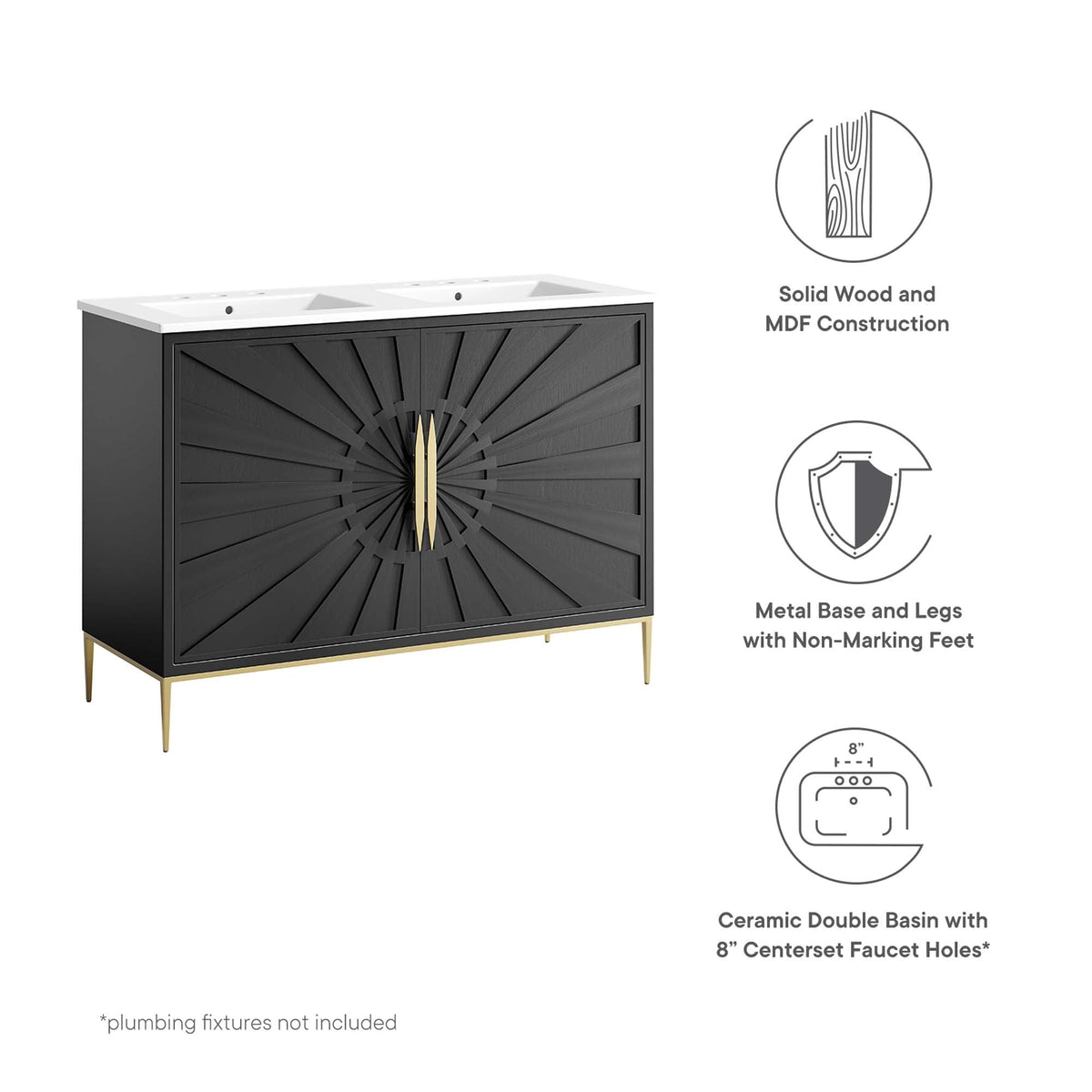 Awaken 48" Double Sink Bathroom Vanity by Modway