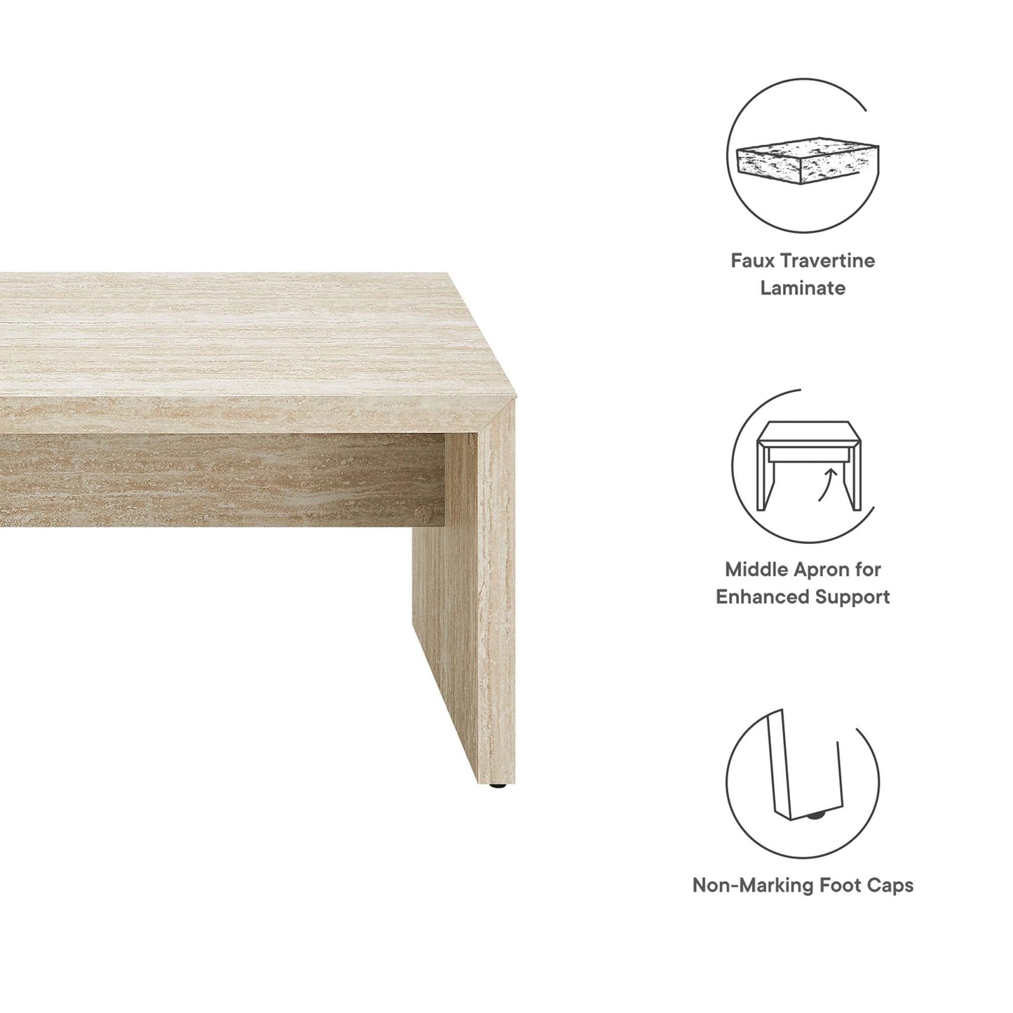 Mirella 62" Faux Travertine Long Bench by Modway