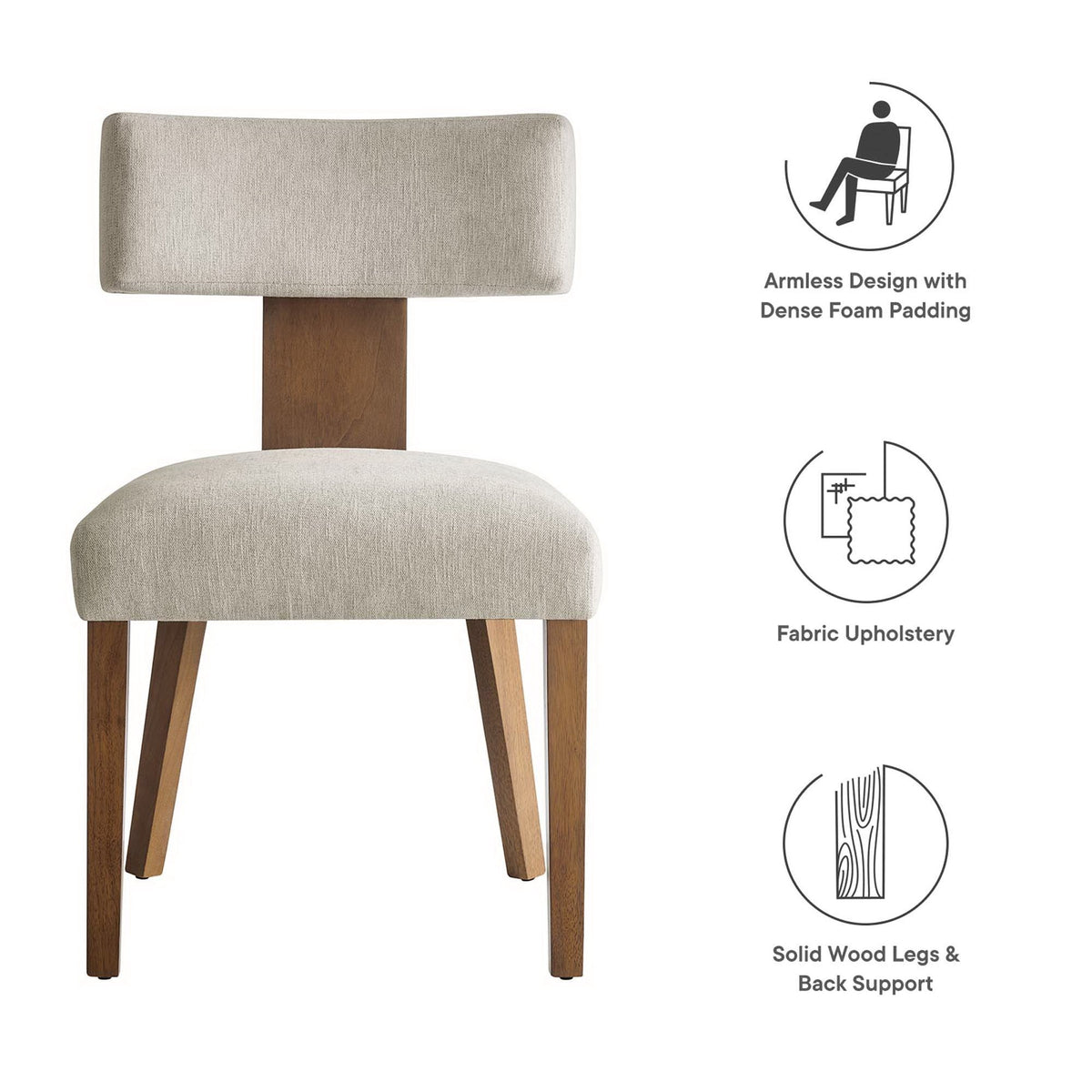 Nalani Fabric Upholstered Dining Chairs Set of 2 by Modway