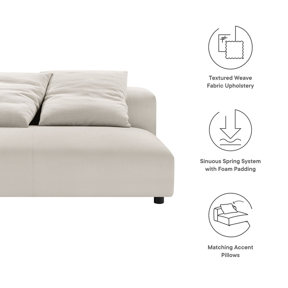 Solace Modular Upholstered Fabric Armless Loveseat by Modway