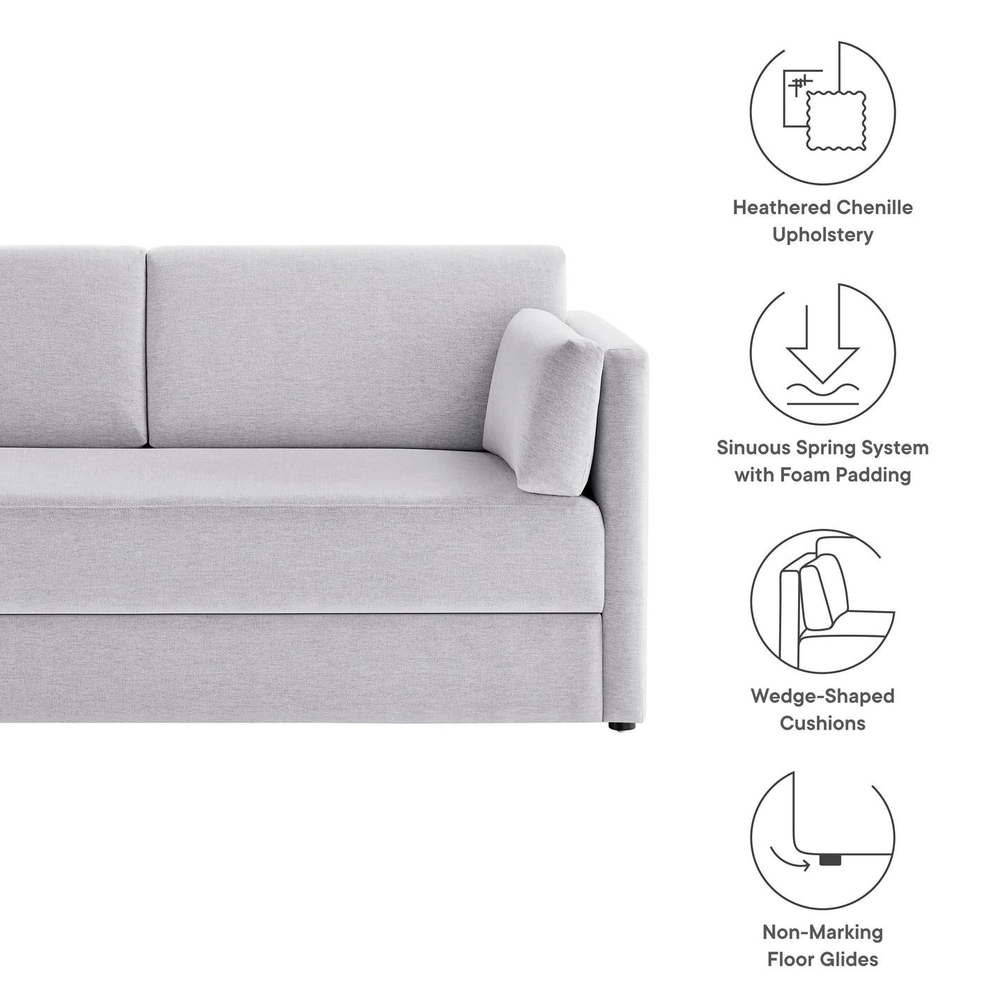 Linden Upholstered Heathered Chenille Small Sofa
