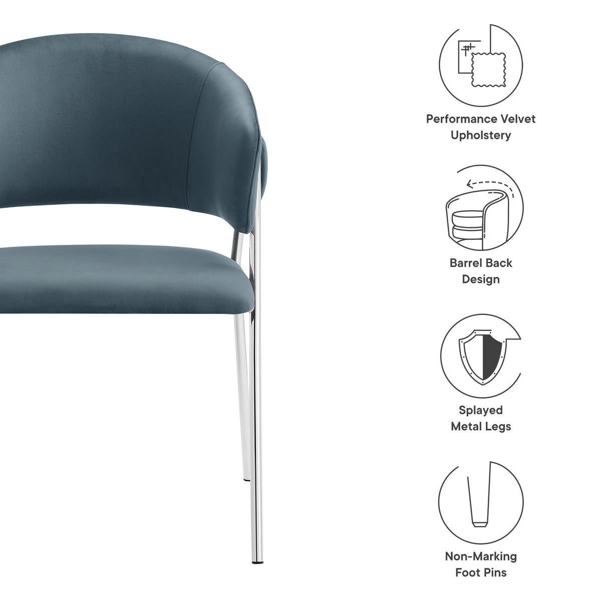 Nella Upholstered Performance Velvet Dining Chair Set of 2