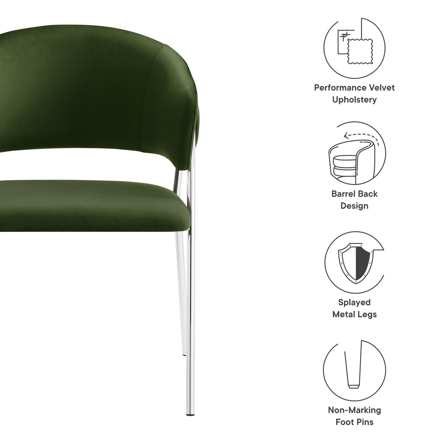 Nella Upholstered Performance Velvet Dining Chair Set of 2