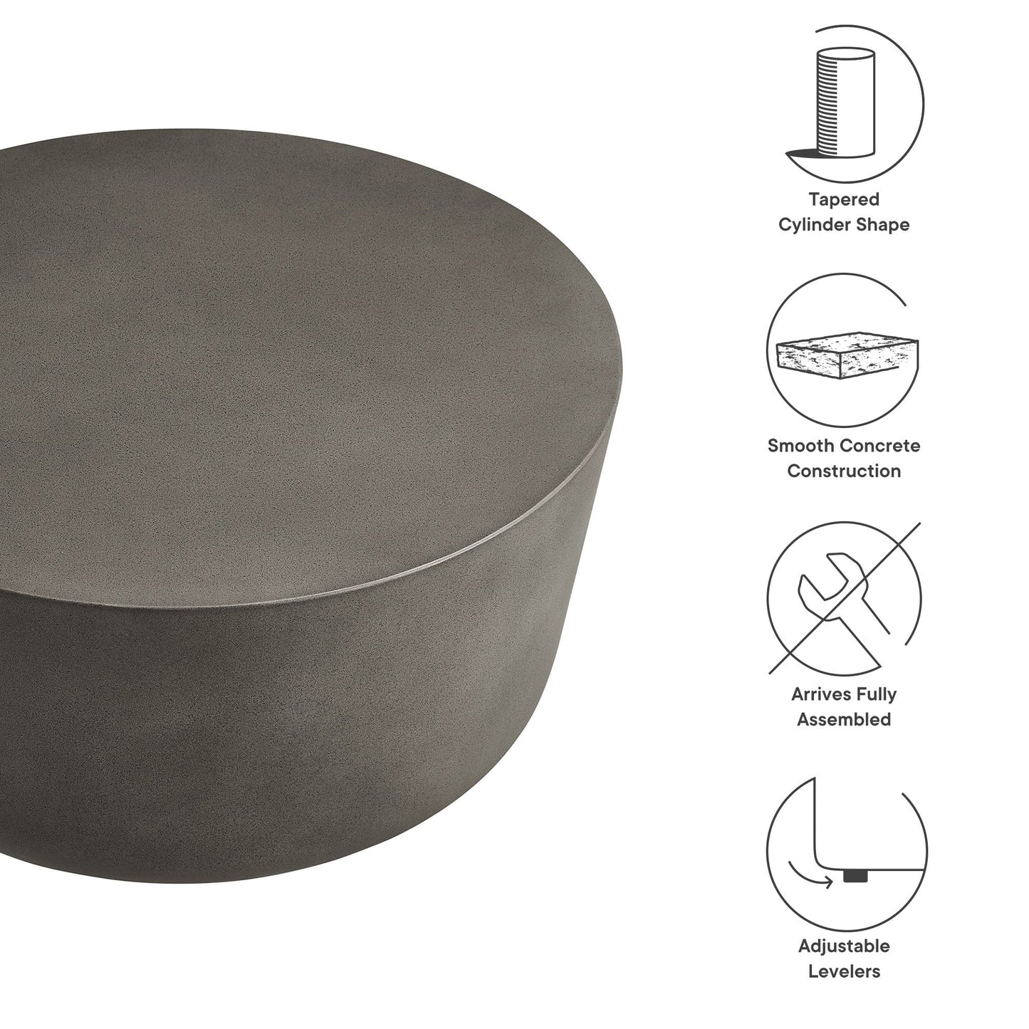 Brion Round Indoor-Outdoor Concrete Coffee Table by Modway