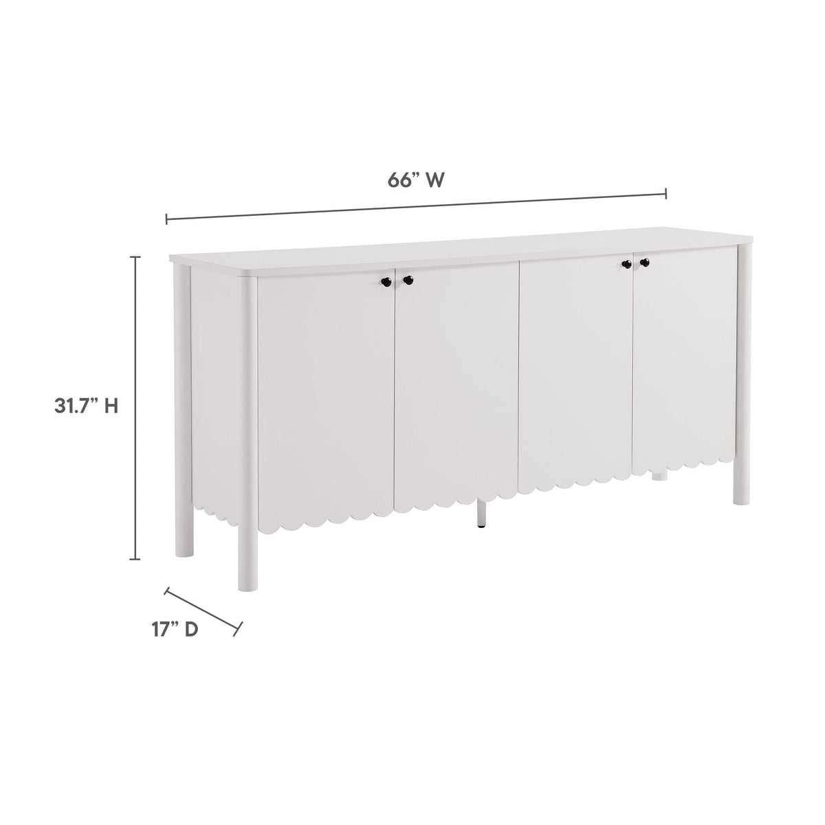 Emmeline 66" 4-Door Scalloped Sideboard Cabinet by Modway