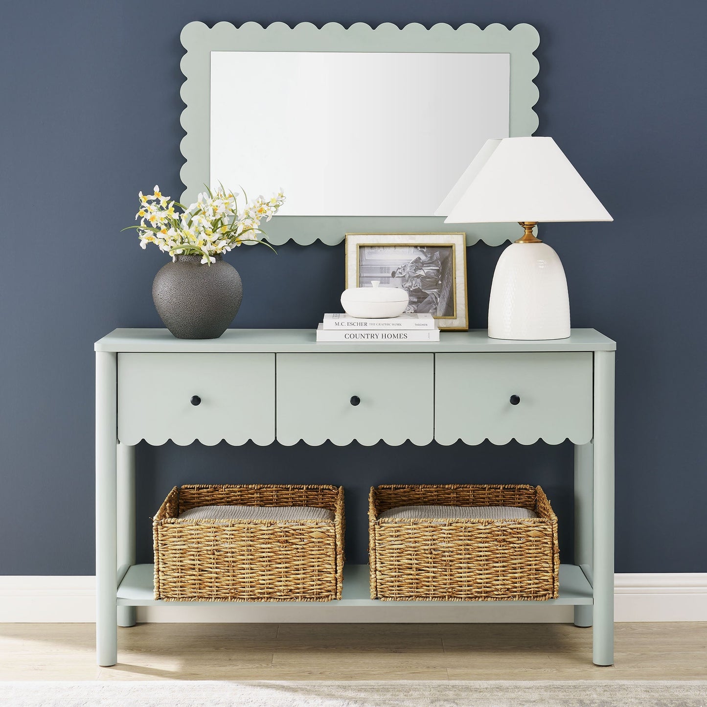 Emmeline 3-Drawer Scalloped Console Table by Modway