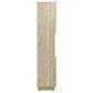 Render Tall Narrow Faux Travertine Linen Storage Cabinet