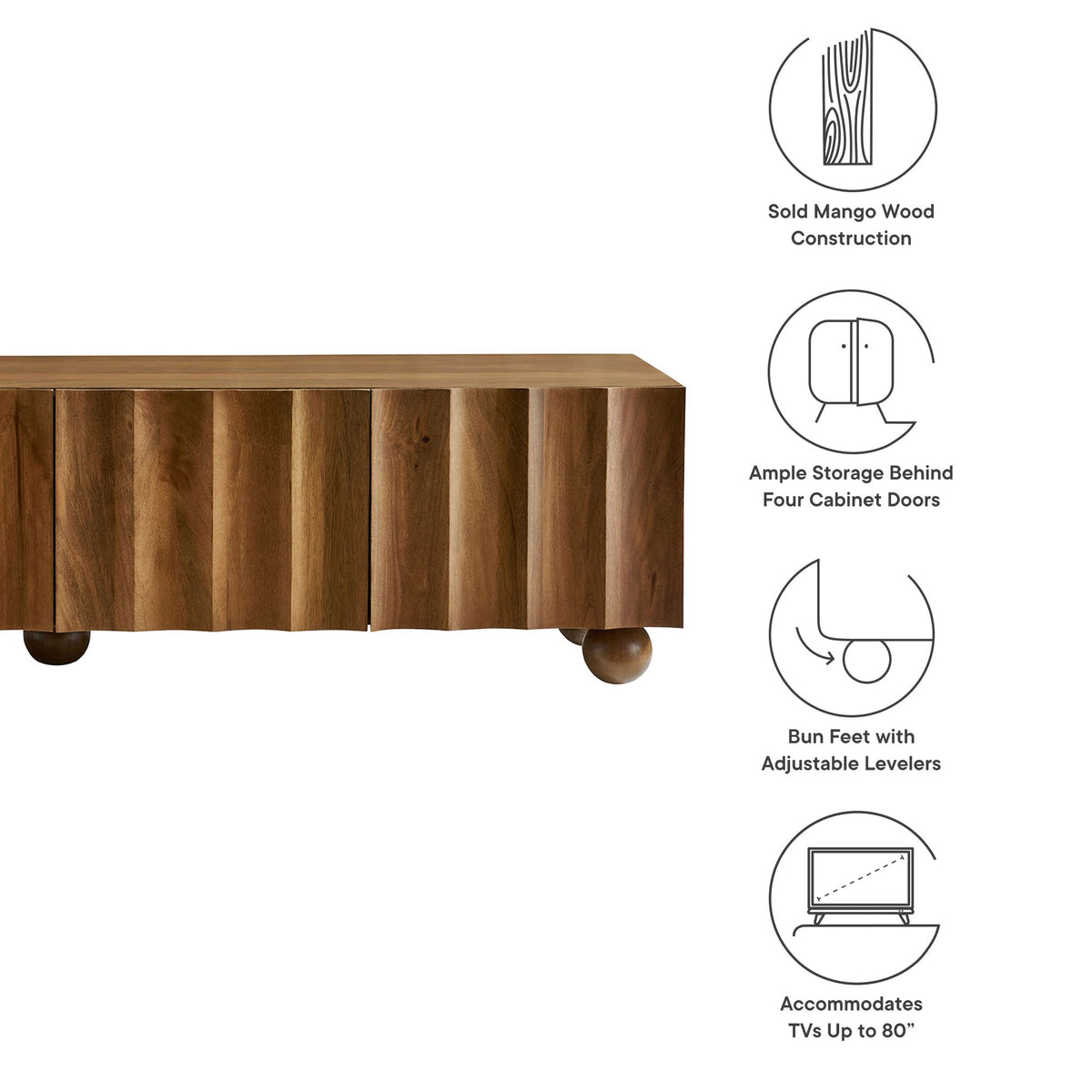 Sorren Scalloped 71" Wood TV Stand by Modway