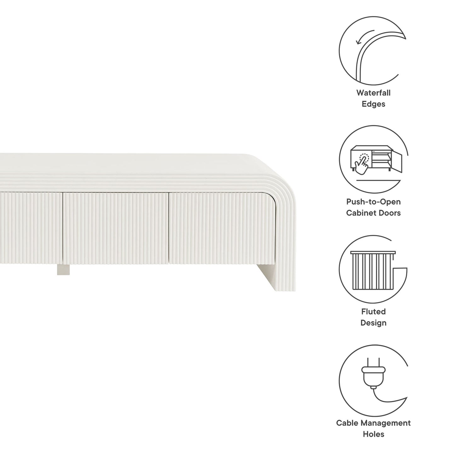 Waterflute 68" Fluted TV Stand by Modway