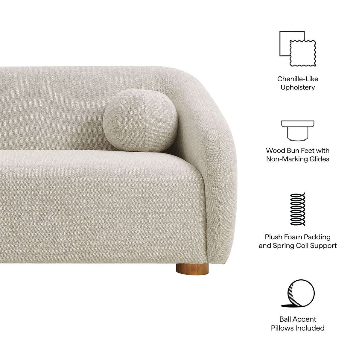 Holland 85" Chenille Fabric Sofa by Modway