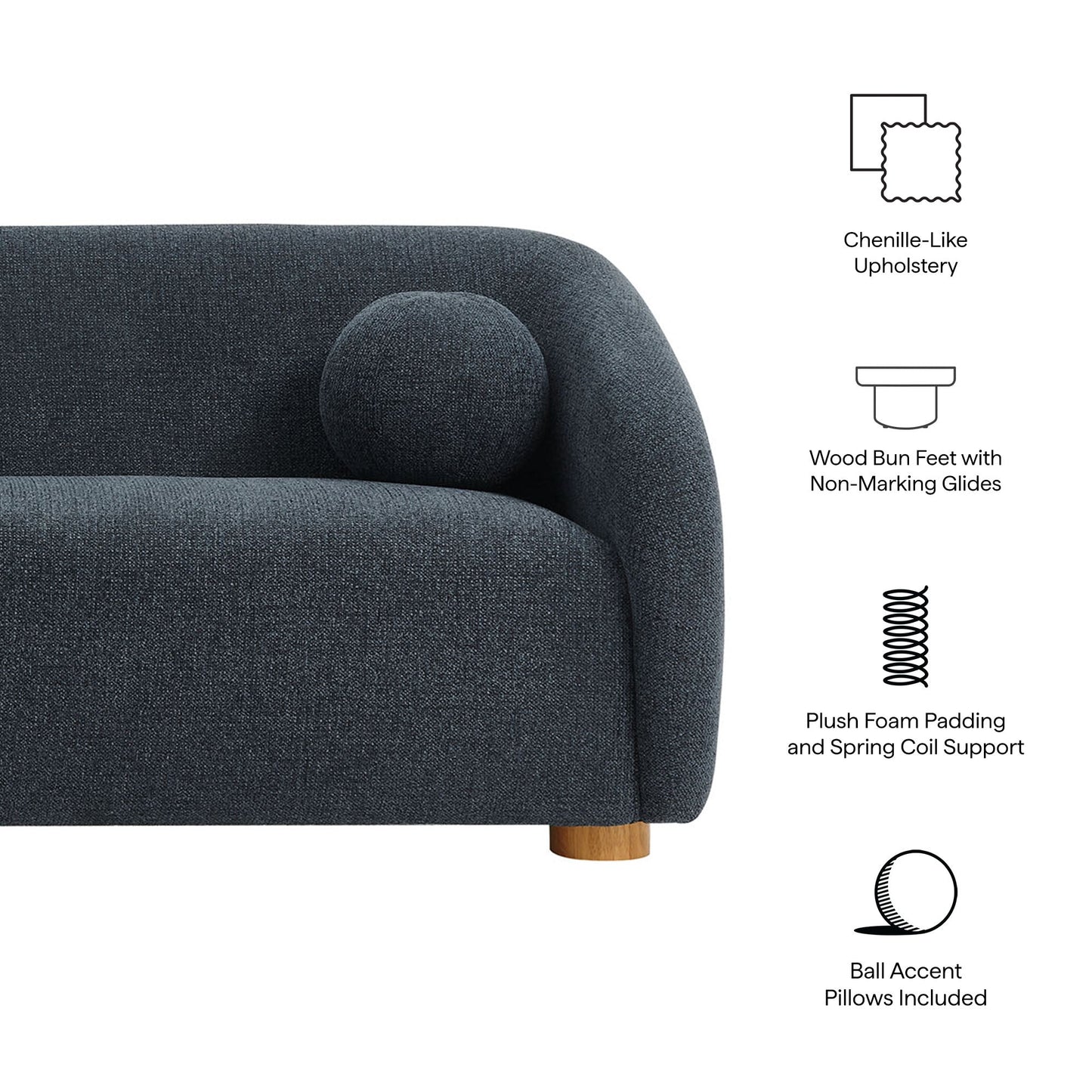 Holland 85" Chenille Fabric Sofa by Modway