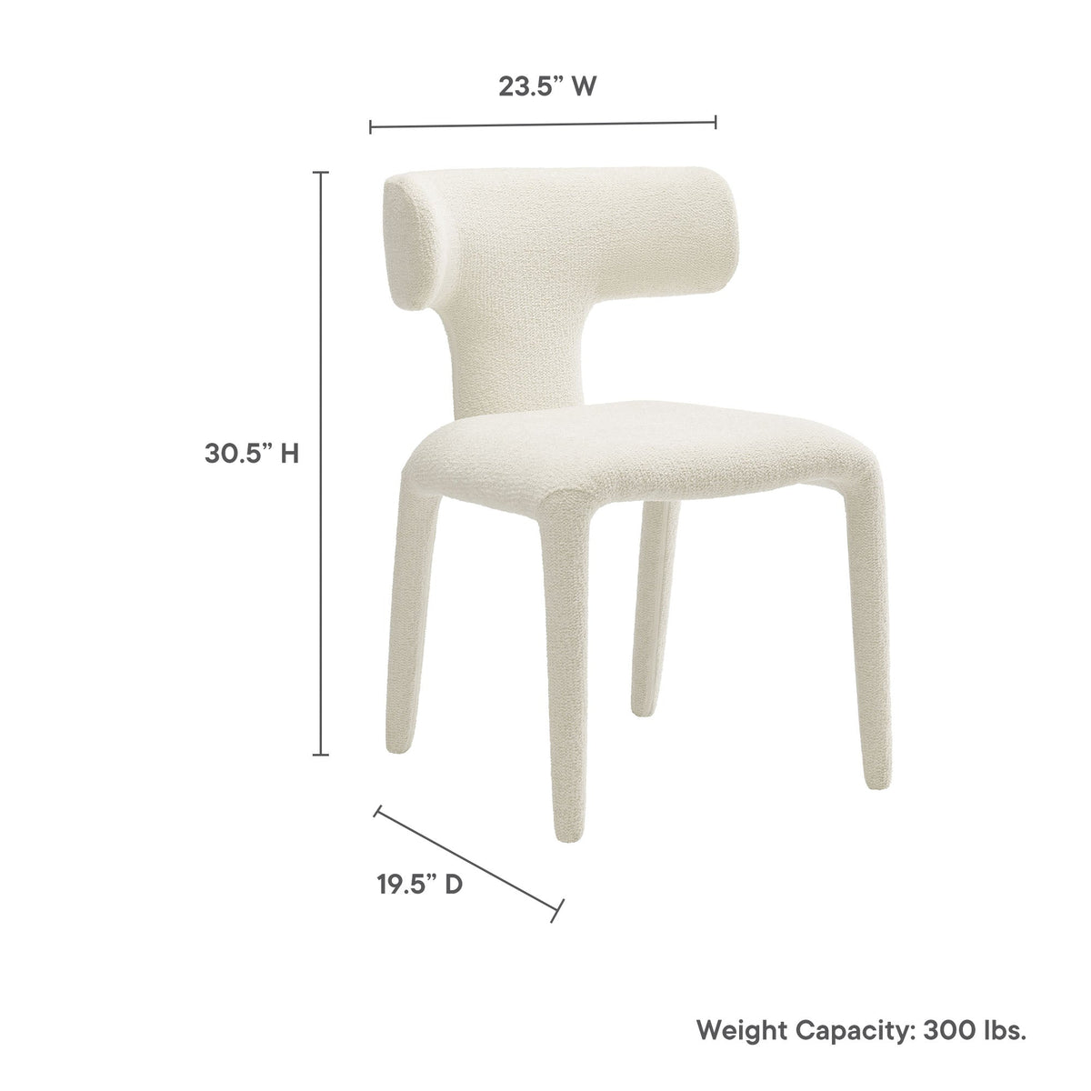 Stellan Curved Back Boucle Upholstered Dining Chair Set of 2