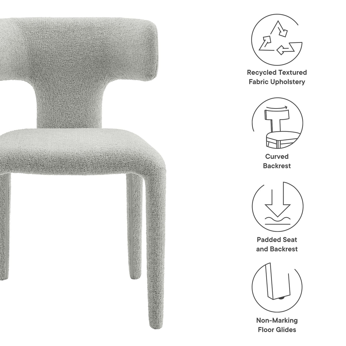 Stellan Curved Back Boucle Upholstered Dining Chair Set of 2
