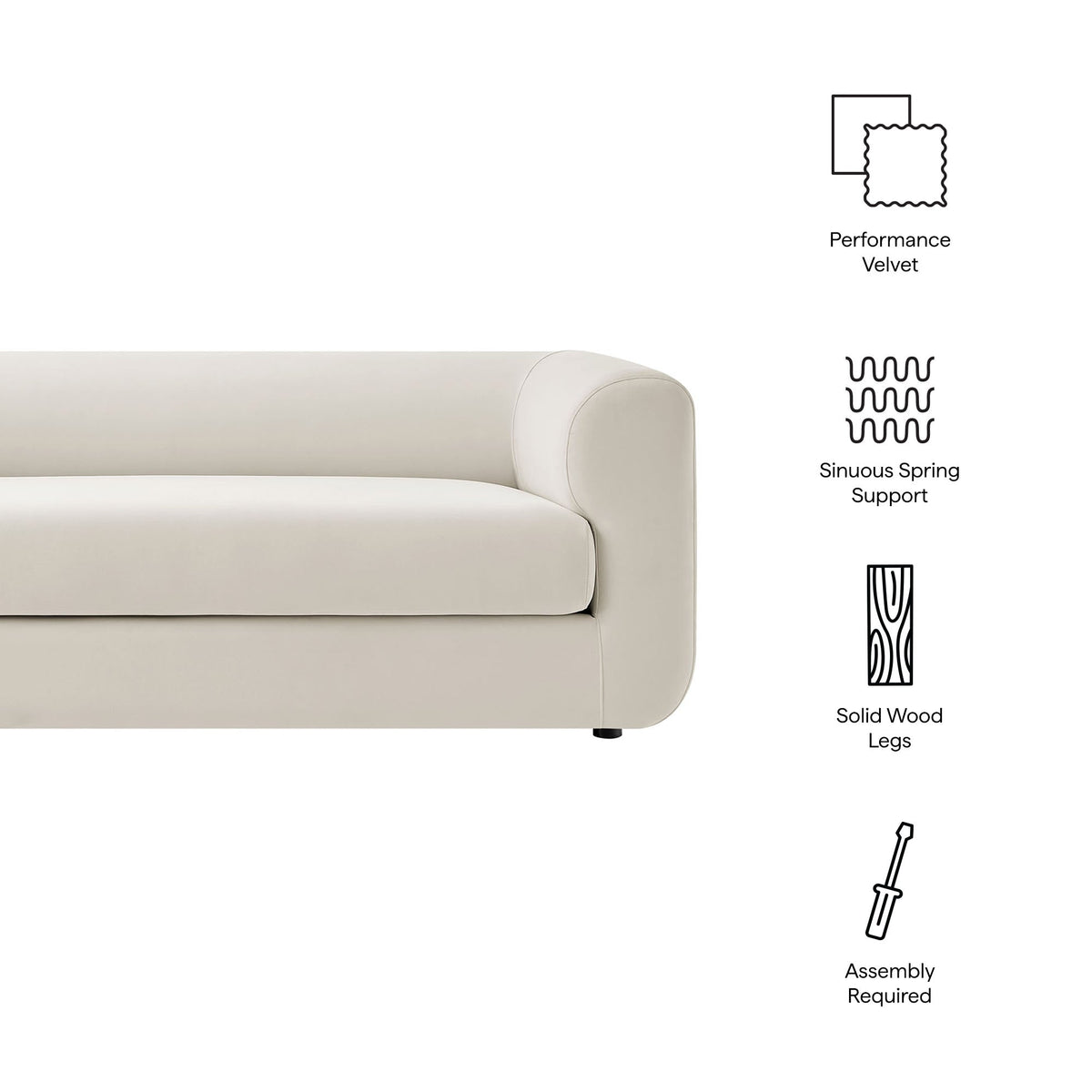 Leif 89" Performance Velvet Upholstered Sofa by Modway